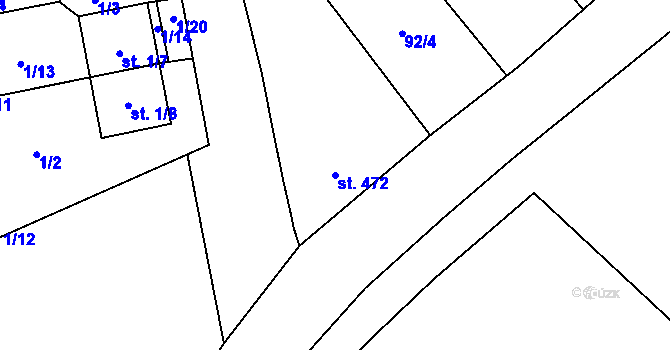 Parcela st. 472 v KÚ Boňov, Katastrální mapa