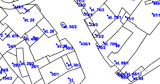 Parcela st. 436/1 v KÚ Boňov, Katastrální mapa