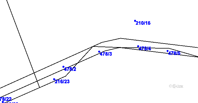 Parcela st. 478/3 v KÚ Boňov, Katastrální mapa