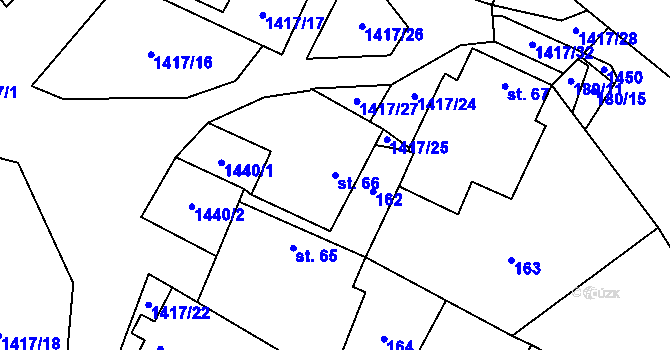 Parcela st. 66 v KÚ Bor, Katastrální mapa