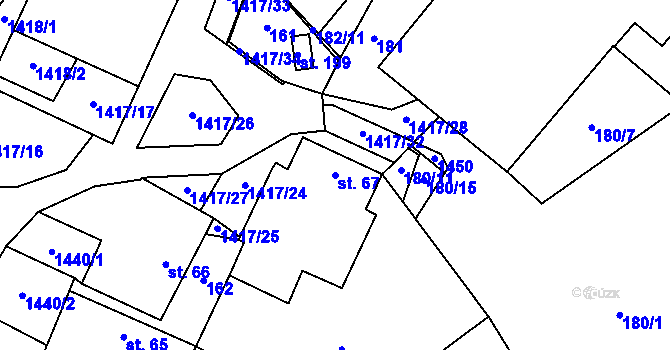 Parcela st. 67 v KÚ Bor, Katastrální mapa
