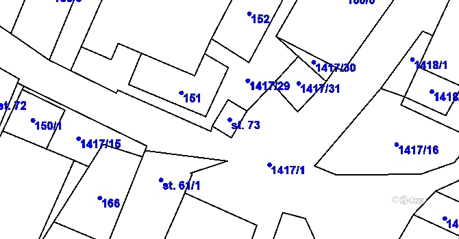 Parcela st. 73 v KÚ Bor, Katastrální mapa