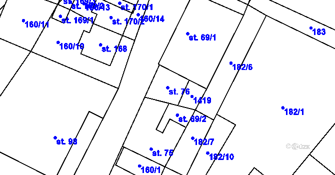 Parcela st. 76 v KÚ Bor, Katastrální mapa