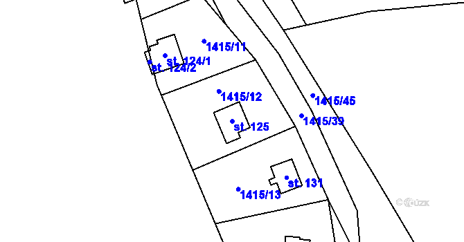 Parcela st. 125 v KÚ Bor, Katastrální mapa