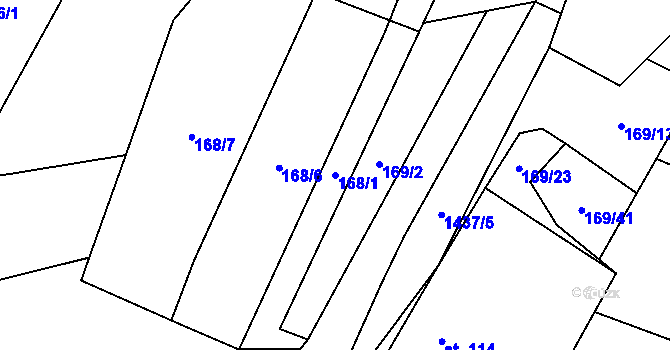Parcela st. 168/1 v KÚ Bor, Katastrální mapa