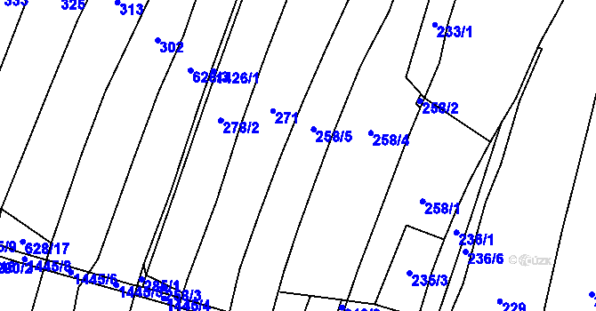 Parcela st. 258 v KÚ Bor, Katastrální mapa