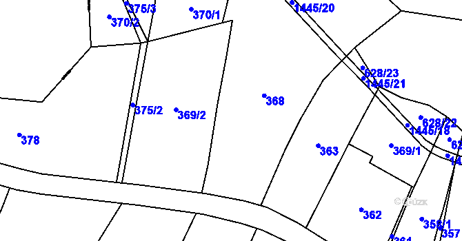 Parcela st. 369 v KÚ Bor, Katastrální mapa