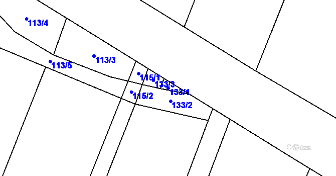Parcela st. 133/1 v KÚ Bor, Katastrální mapa