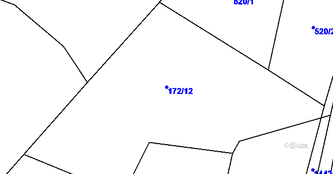 Parcela st. 172/12 v KÚ Bor, Katastrální mapa