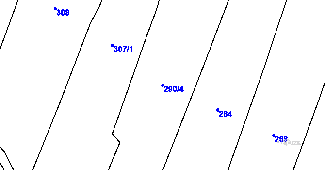 Parcela st. 290/4 v KÚ Bor, Katastrální mapa