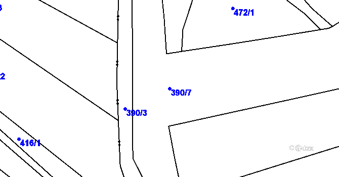 Parcela st. 390/7 v KÚ Bor, Katastrální mapa