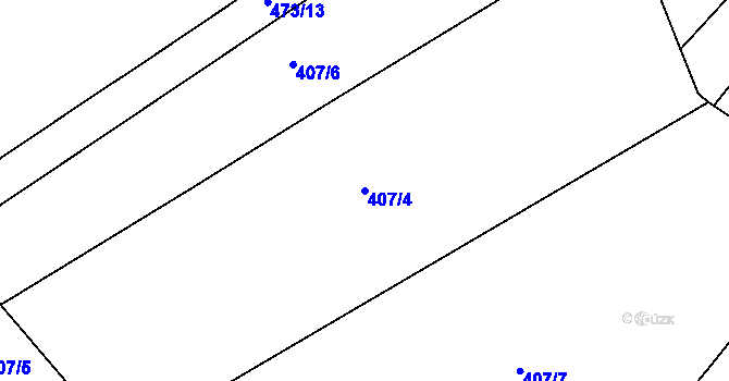 Parcela st. 407/4 v KÚ Bor, Katastrální mapa