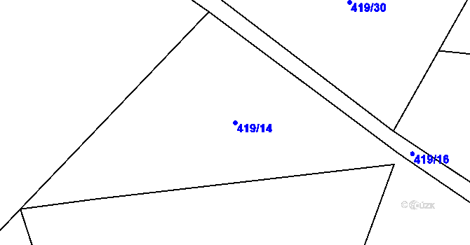 Parcela st. 419/14 v KÚ Bor, Katastrální mapa