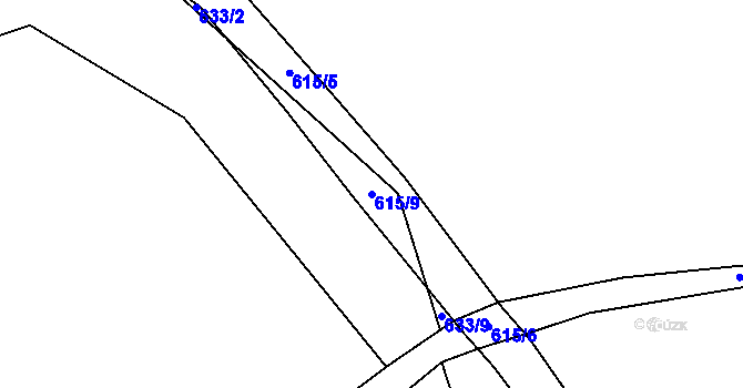 Parcela st. 615/9 v KÚ Bor, Katastrální mapa