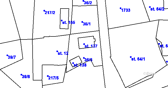 Parcela st. 137 v KÚ Bor u Karlových Var, Katastrální mapa