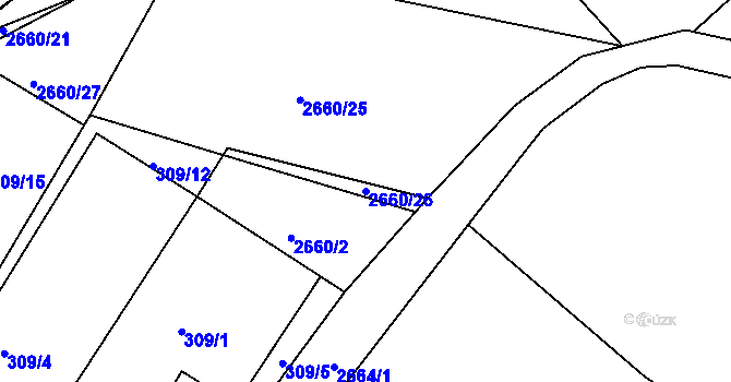 Parcela st. 2660/26 v KÚ Bor u Tachova, Katastrální mapa