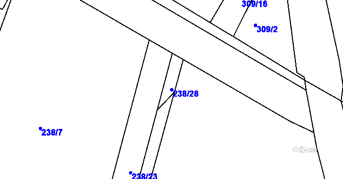 Parcela st. 238/28 v KÚ Bor u Tachova, Katastrální mapa