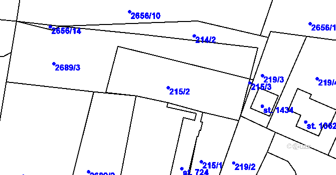 Parcela st. 215/2 v KÚ Bor u Tachova, Katastrální mapa