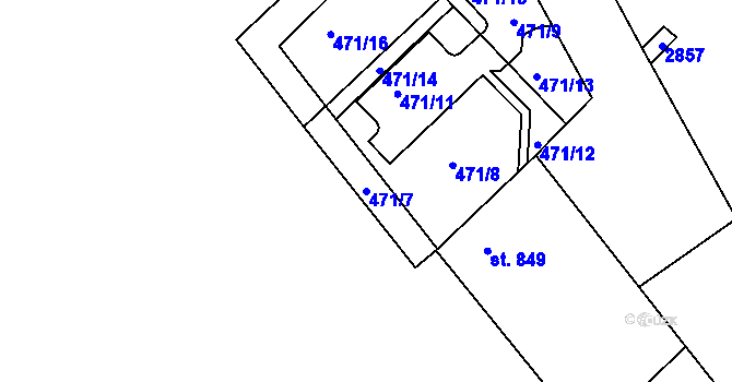 Parcela st. 471/7 v KÚ Bor u Tachova, Katastrální mapa