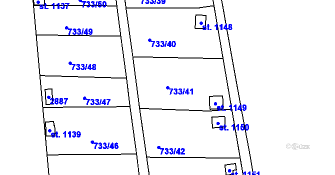 Parcela st. 733/41 v KÚ Bor u Tachova, Katastrální mapa