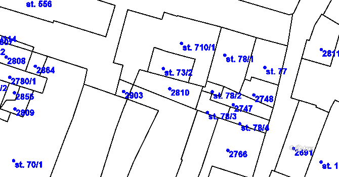 Parcela st. 2810 v KÚ Bor u Tachova, Katastrální mapa