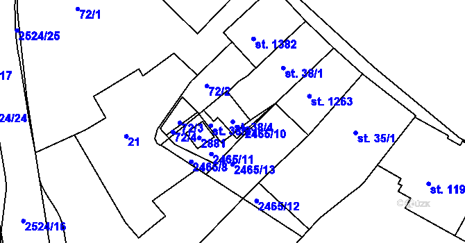 Parcela st. 38/4 v KÚ Bor u Tachova, Katastrální mapa