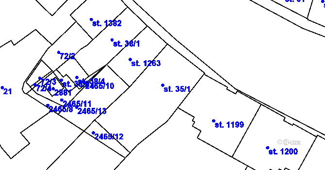 Parcela st. 35/1 v KÚ Bor u Tachova, Katastrální mapa