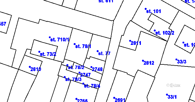 Parcela st. 77 v KÚ Bor u Tachova, Katastrální mapa