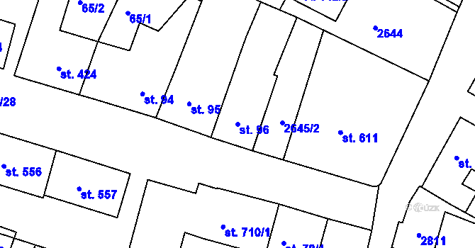 Parcela st. 96 v KÚ Bor u Tachova, Katastrální mapa