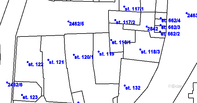 Parcela st. 119 v KÚ Bor u Tachova, Katastrální mapa