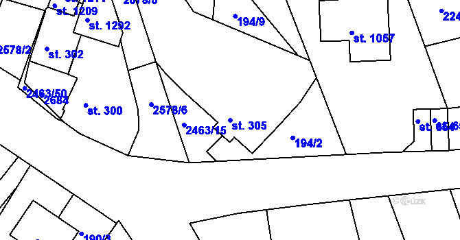 Parcela st. 305 v KÚ Bor u Tachova, Katastrální mapa