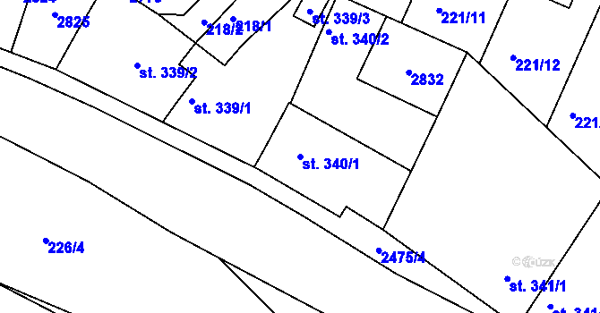 Parcela st. 340/1 v KÚ Bor u Tachova, Katastrální mapa