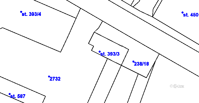 Parcela st. 393/3 v KÚ Bor u Tachova, Katastrální mapa