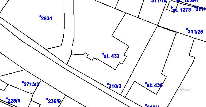 Parcela st. 433 v KÚ Bor u Tachova, Katastrální mapa