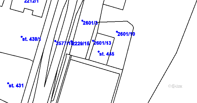 Parcela st. 445 v KÚ Bor u Tachova, Katastrální mapa