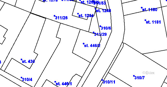 Parcela st. 446/2 v KÚ Bor u Tachova, Katastrální mapa