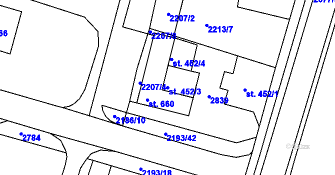 Parcela st. 452/3 v KÚ Bor u Tachova, Katastrální mapa