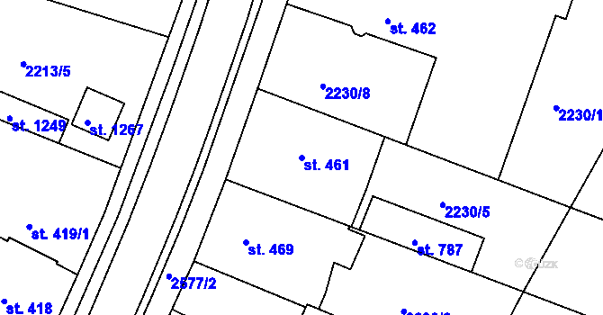 Parcela st. 461 v KÚ Bor u Tachova, Katastrální mapa