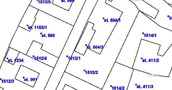 Parcela st. 504/2 v KÚ Bor u Tachova, Katastrální mapa