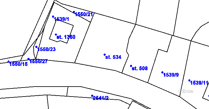 Parcela st. 534 v KÚ Bor u Tachova, Katastrální mapa