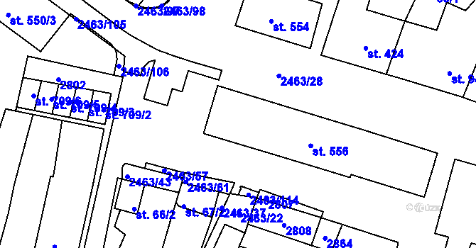 Parcela st. 555 v KÚ Bor u Tachova, Katastrální mapa