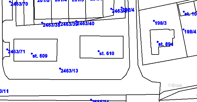 Parcela st. 610 v KÚ Bor u Tachova, Katastrální mapa