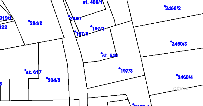 Parcela st. 649 v KÚ Bor u Tachova, Katastrální mapa