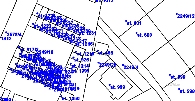 Parcela st. 656 v KÚ Bor u Tachova, Katastrální mapa