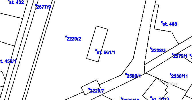 Parcela st. 661/1 v KÚ Bor u Tachova, Katastrální mapa