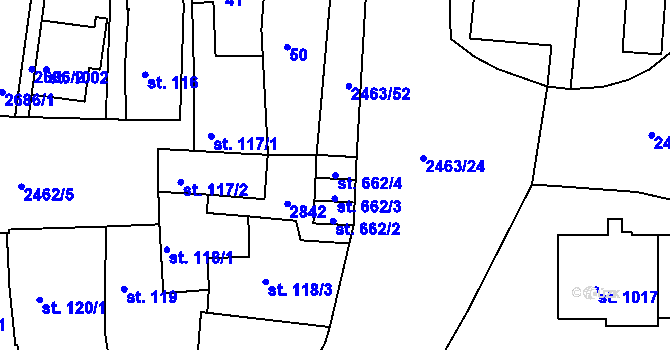 Parcela st. 662/4 v KÚ Bor u Tachova, Katastrální mapa