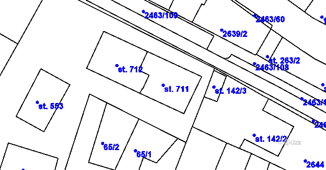 Parcela st. 711 v KÚ Bor u Tachova, Katastrální mapa