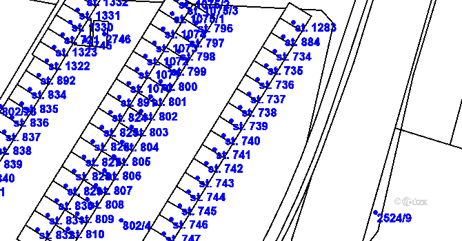Parcela st. 739 v KÚ Bor u Tachova, Katastrální mapa
