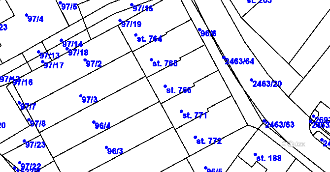 Parcela st. 766 v KÚ Bor u Tachova, Katastrální mapa