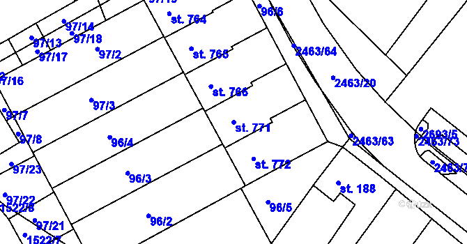 Parcela st. 771 v KÚ Bor u Tachova, Katastrální mapa
